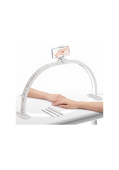 Trled F-550a Ab-pembe Elmas Desenli 55cm Katlanabilir Masa Lambası Manikür Led Aydınlatma Beyaz