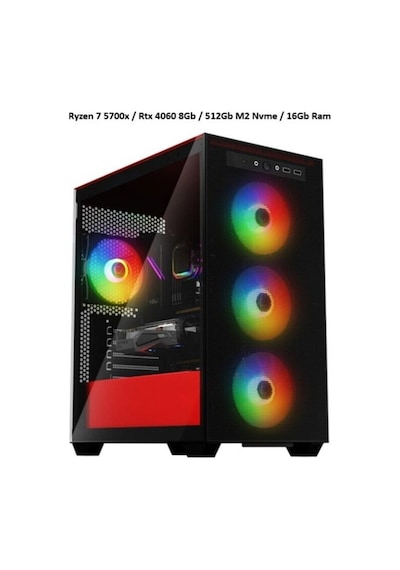 Ramtech Textus R7-5700X 16 GB 512 GB M2 SSD 8 GB RTX4060 Free Dos Masaüstü Oyuncu Bilgisayarı