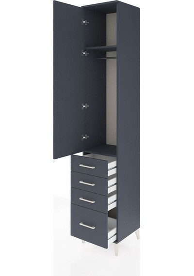 Hyperion Dolap 2 Raflı 4 Çekmeceli Tek Askılı 44x44x243 Antrasit-antrasit Antrasit