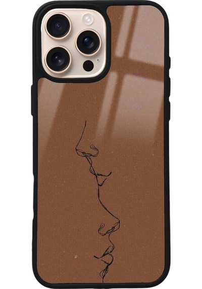 Apple Uyumlu iPhone 16 Pro Max Kahve Silüet Tasarımlı Glossy Telefon Kılıfı Çok Renkli