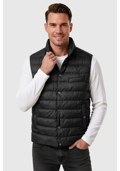 Rizzup Erkek Slim Fit Su Ve Rüzgar Geçirmez Siyah Şişme Yelek Dik Yaka Çıtçıtlı 2701708