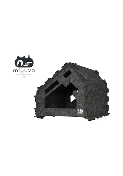 Keçe Kedi Evi Demonte, Yıkanabilir, Taşınabilir Kedi Kulübesi Miya Gri