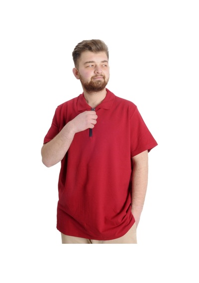 Mode Xl T-Shirt Polo Likralı Fermuarlı Yaka 21029 Bordo 001