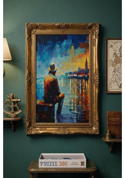300 Parça Lonely Man Sanatsal Yalnız Adam Çalışması Puzzle Kaliteli 33x48cm Eğitici Çocuk Yapboz 1