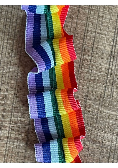 Gökkuşağı Renkli Fırfırlı Giyim Dikiş Aksesuar Dekoratif Şerit En 3 Cm Boy 1 Metre