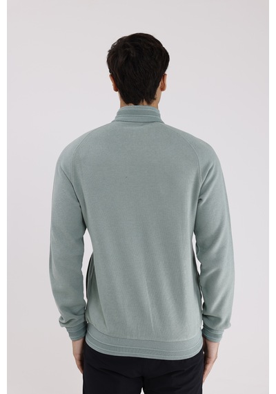 Rowinger Polo Yaka Rahat Kalıp Selanik Yapıda Mevsimlik Spor Görünümlü Sweatshirt Çağla