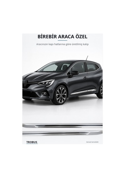 Renault Clio 5 2019 Ve Sonrası Uyumlu Krom Yan Kapı Çıtası 2 Parça Paslanmaz Çelik R.s Line