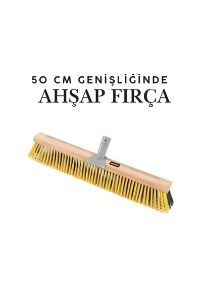 50 Cm Dış Mekan Ahşap Yer Fırçası - İnşaat Moloz Ve Bahçe Yaprak Süpürme Fırçası Sert Kıllı Süpürge