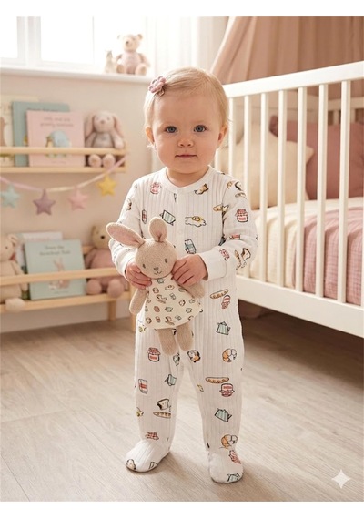 Tiffany Baby & Kids Tiffany Baby Bebek Breakfast Theme Patikli Tulum Ekru 35033