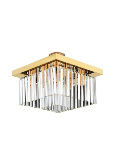 İstanbul Avize Yasemin 40 Cm Kare Gold Kristal Taşlı Avize Altın
