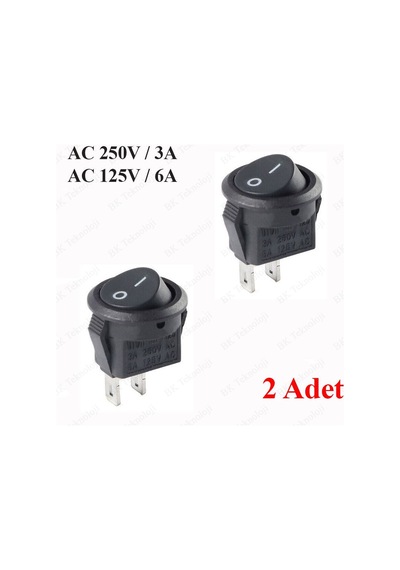 15mm Yuvarlak 2 Pin On/off Işıksız Power Anahtar 2 Adet