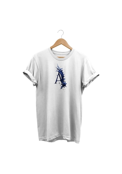 Widi A Lacivert Baskılı Beyaz T-shirt Beyaz