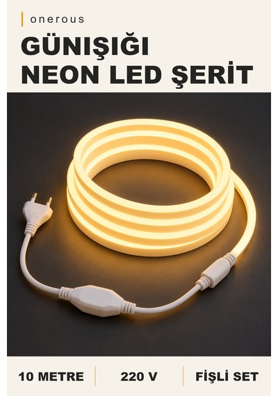 Onerous 10 M 220v Günışığı Neon Led Şerit, Fişli