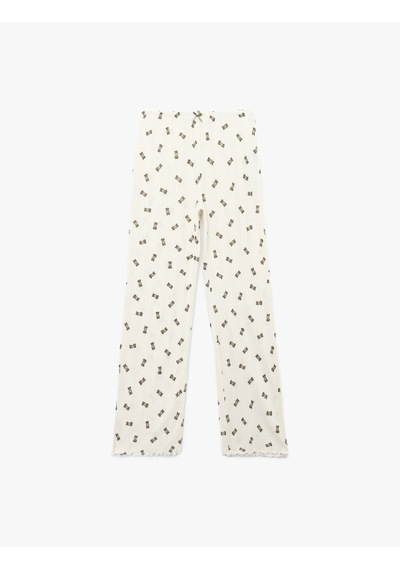 Koton Pamuklu Rahat Kalıp Ayıcık Baskılı Pijama Altı Ekru Desenli 7wlk40050mk