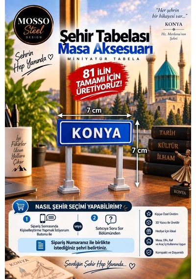 Minyatür Şehir Tabelası Dekorarif Masa Aksesuarı