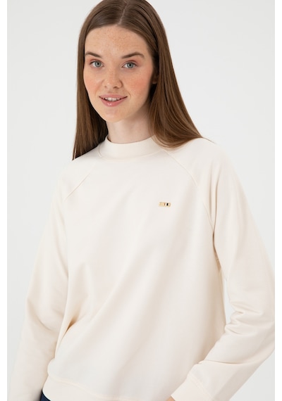 U.S. Polo Assn. Kadın Krem Regular Bisiklet Yaka Basic Sweatshırt 50313610-VR071