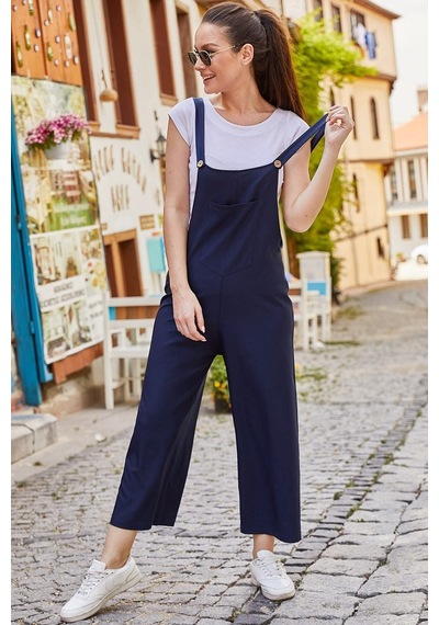 Armonika Kadın Lacivert Bahçivan Tulum Arm-20k001117