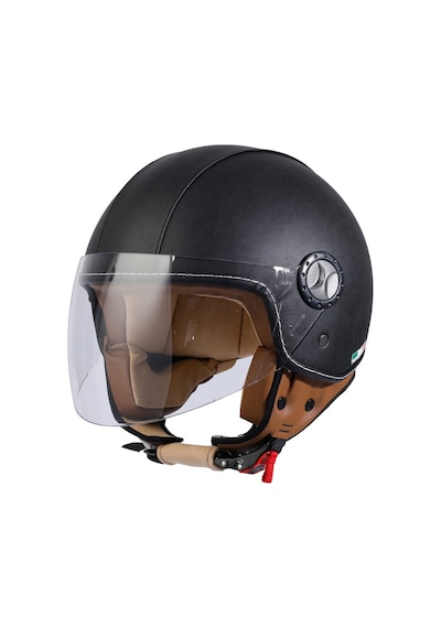 Sway Sw 701 Black Leather Yarım Açık Kask Siyah