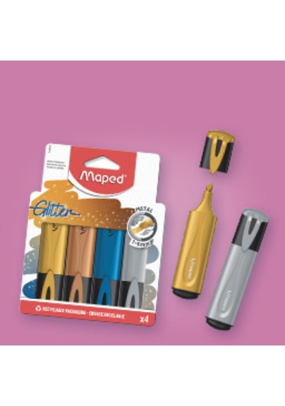 Maped Fosforkalem Glıttermetal4'lü 124-Pembe