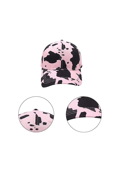 Valkyrie İnek Desenli Kadın Şapka Ayarlanabilir Baseball Cap Pembe Siyah Spor Günlük Unisex Pembe - Siyah