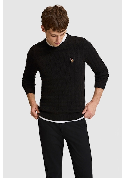 U.S. Polo Assn. Erkek Siyah Bisiklet Yaka Slim Fit %100 Pamuk Örgülü Basic Kazak 50327559-vr046 U.S. Polo Assn. Erkek Siyah Bisiklet Yaka Slim Fit %100 Pamuk Örgülü Basic Kazak 50327559-vr046