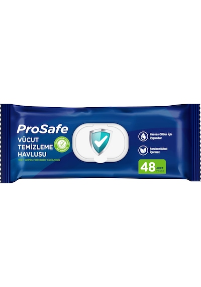 Prosafe Hasta Vücut Temizleme Islak Mendil Havlu 48 Yaprak Xl 4 Lü Set Plastik Kapak 4'lü Set