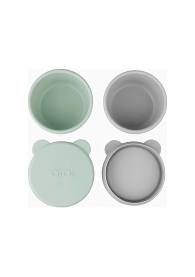 Oioi Silikon Kapaklı Mini Bites Kase 2'li River Green/grey Yeşil