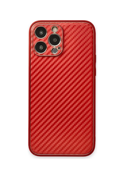 Mey İthalat iPhone Uyumlu 13 Pro Kılıf Coco Karbon Silikon - Kırmızı