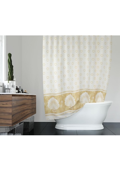 Banyo Perdesi 2x100x200 Çift Kanat Duş Perdesi Halka Hediyeli 4910 Beyaz Beyaz