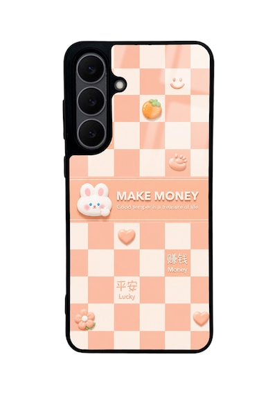 Samsung Uyumlu  S25 Fe Peach Make Money Tasarımlı Glossy Telefon Kılıfı Şeftali