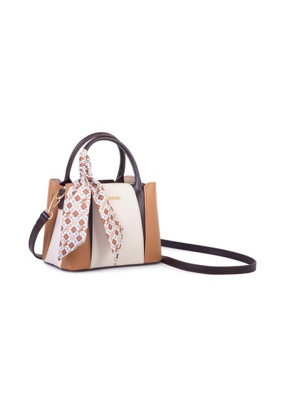 Nas Bag Şık Fularlı Mini El Ve Omuz Çantası Krem Camel Calven