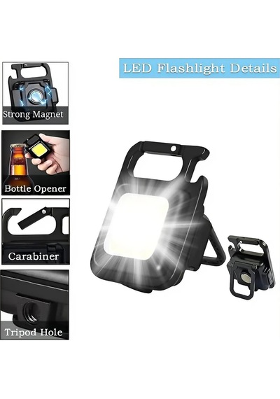 Ledışık Kare Mini Taşınabilir Usb Şarj Edilebilir Günlük Eşya Yürüyüş Feneri Seyahat Ekipmanı