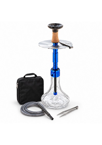 Duman Peşinde Shop Cam Nargile Takımı Çantalı Full Set Mavi