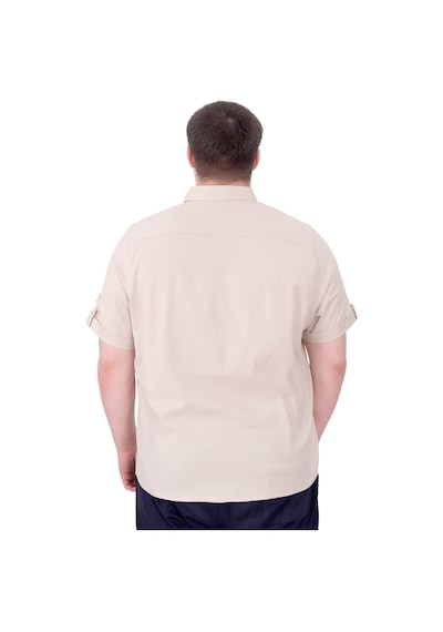 Mode Xl Büyük Beden Erkek Gömlek Çift Kapaklı Gabardin U25601b Bej Bej