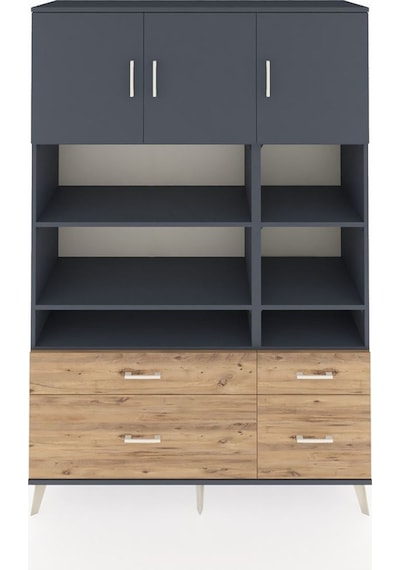 Hyperion Dolap 10 Raflı 4 Çekmeceli 3 Kapaklı 132x44x195 Antrasit-antrasit/çam Antrasıt/atlas Çam Hyperion Dolap 10 Raflı 4 Çekmeceli 3 Kapaklı 132x44x195 Antrasit-antrasit/çam Antrasıt/atlas Çam