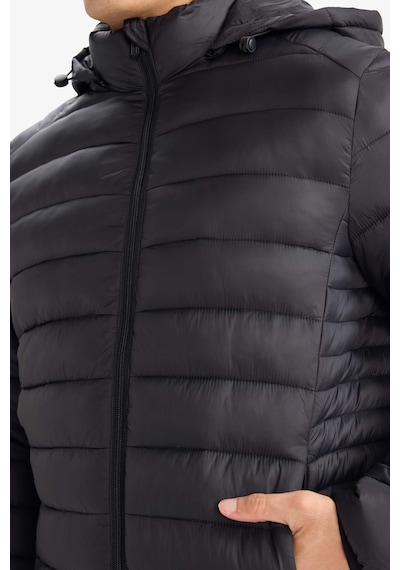 Defacto Su Geçirmez Slim Fit Dar Kesim Kapüşonlu Fermuarlı Şişme Mont N4661az25aubk27 Siyah