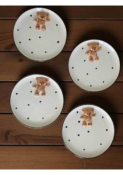 Teddy Bear 4 Adet Kabartma 21cm Tabak Çok Renk