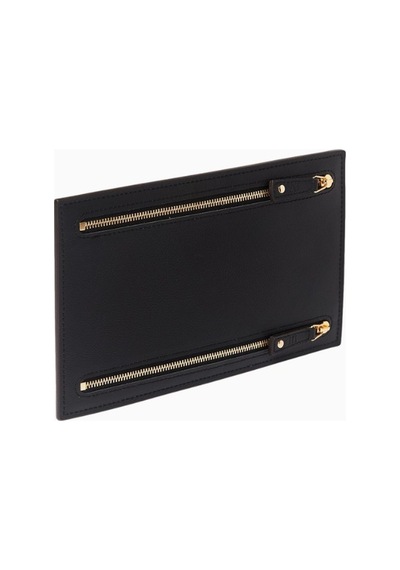 Montroi Grained Leather Currency Wallet Çift Taraflı Deri Unisex Cüzdan Siyah