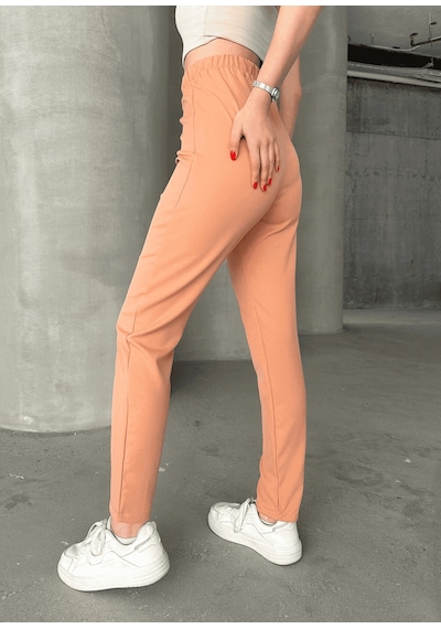 Ozer&Hermin Beli Lastikli Karamel Pantolon - L / Somon Pembe