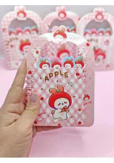 Apple Elma Tavşan Ayraçlı A6 Not Defteri 10x15 Cm - Parti Tavşan
