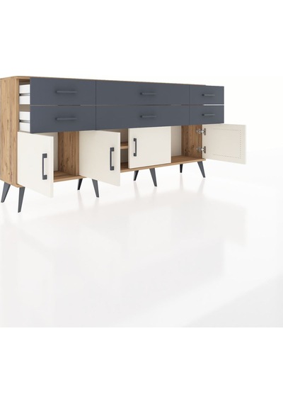 Arges Konsol 2 Raflı 6 Çekmeceli 4 Kapaklı 176x30x83 Çam-aytaşı/antrasit Aytaşı/antrasit Arges Konsol 2 Raflı 6 Çekmeceli 4 Kapaklı 176x30x83 Çam-aytaşı/antrasit Aytaşı/antrasit