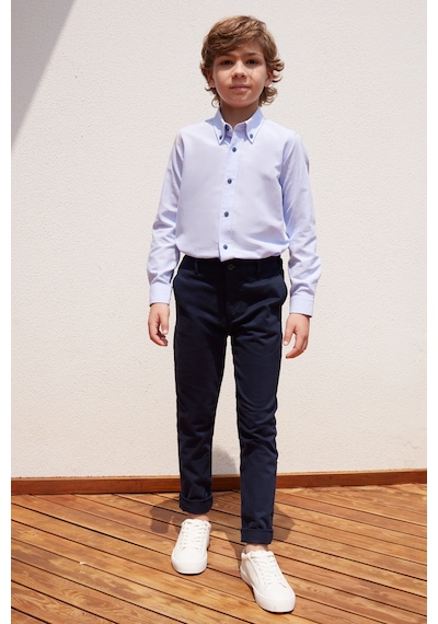 AC&Co / Altınyıldız Classics Lacivert Slim Fit Dar Kesim Yan Cepli Pamuklu Esnek Çocuk Chino Pantolon Lacivert