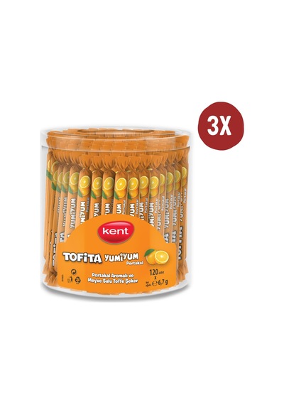 Kent Tofita Yumiyum Yumuşak Şeker Portakallı 6.7 G 3 x 120 Adet