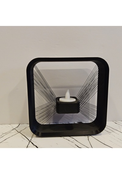 Masa Lambası 3 D Baskı - Kare- Siyah-