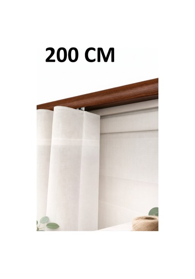 Ceviz Dekoratif Ray 2 Kanallı Dekoratif Metal Perde Kornişi Ceviz200cm - 847807672 Ceviz200cm