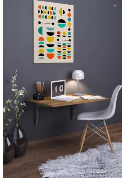 Duvara Monte Katlanabilir Yemek Çalışma Balkon Masası Ceviz 90x50 Cm Acı Kahverengi