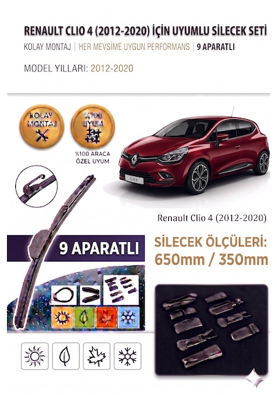 Renault Clio 4 Ön Cam Silecek Takımı 2012-2020