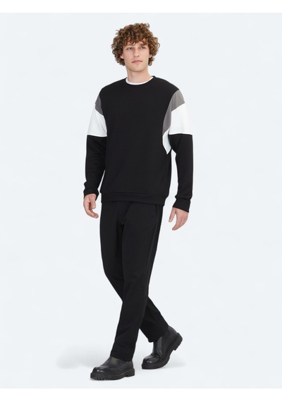 Kip Siyah Bisiklet Yaka Sweatshirt Siyah -