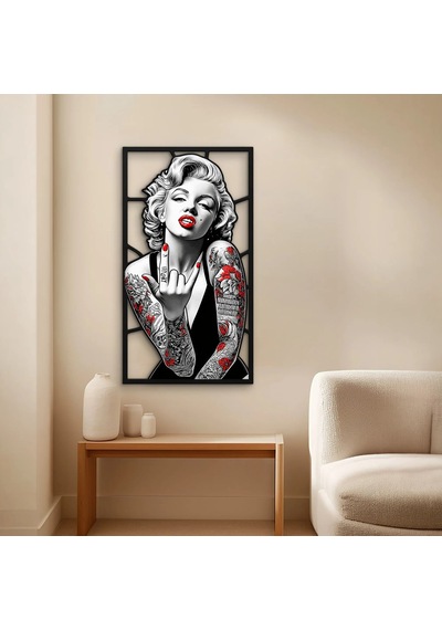 Dövmeli Sarışın Pop İkon - Metal Tablo - Dec0321 36 X 65 Cm Çok Renkli