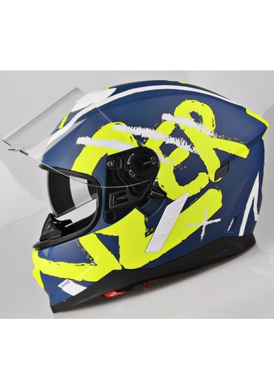 Lazer Rafale Mat Mavi Sarı Güneş Vizörlü Full Face Kask
